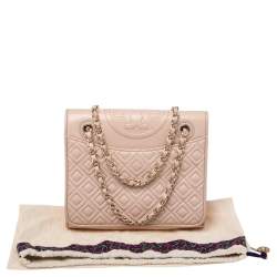 Pre Owned حقيبة كتف توري برش فليمينغ جلد وردي فاتح متوسطة 