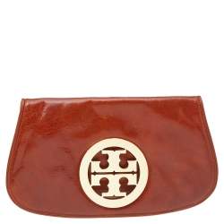 Tory Burch Brown Leather Reva Flap Clutch Tory Burch | TLC