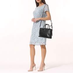 Pre Owned حقيبة يد توتس توري برش جلد أسود بسحاب جانبي