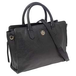 Pre Owned حقيبة يد توتس توري برش جلد أسود بسحاب جانبي