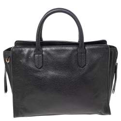 Pre Owned حقيبة يد توتس توري برش جلد أسود بسحاب جانبي