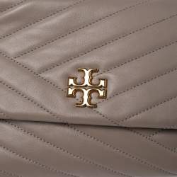 Pre Owned Tory Burch Grey Quilted Leather Kira Crossbody Bag