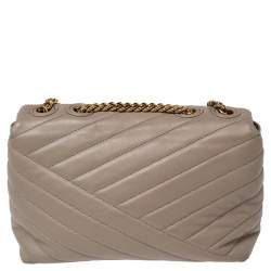 Pre Owned Tory Burch Grey Quilted Leather Kira Crossbody Bag