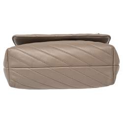 Pre Owned Tory Burch Grey Quilted Leather Kira Crossbody Bag