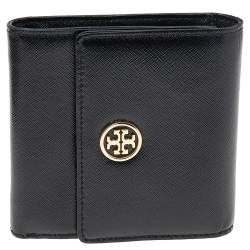مملوكة مسبقًا Tory Burch Black Saffiano Leather Robinson Trifold Wallet