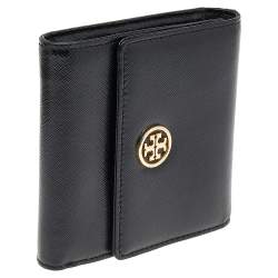 مملوكة مسبقًا Tory Burch Black Saffiano Leather Robinson Trifold Wallet