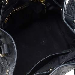 Pre Owned Tory Burch Black Leather Drawstring Bucket Bag