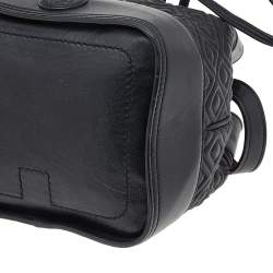 Pre Owned Tory Burch Black Leather Drawstring Bucket Bag