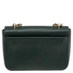 Pre Owned حقيبة كتف توري برش قلاب روبينسون جلد سافيانو أخضر زمردي