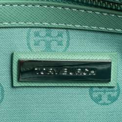 Pre Owned حقيبة كلتش توري برش ديانا جلد أخضر مينت رفيعة