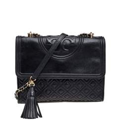 Pre Owned حقيبة كتف توري برش فليمينغ جلد مبطن