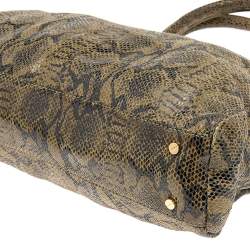 Tory Burch Olive Green/Black Python Embossed Leather Satchel