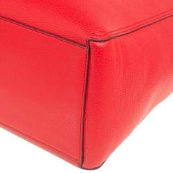 Pre Owned حقيبة يد توري برش شوبر ديور جلد حُبيبي أحمر بيري