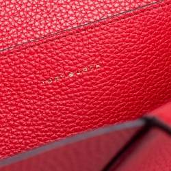 Pre Owned حقيبة يد توري برش شوبر ديور جلد حُبيبي أحمر بيري