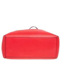 Pre Owned حقيبة يد توري برش شوبر ديور جلد حُبيبي أحمر بيري