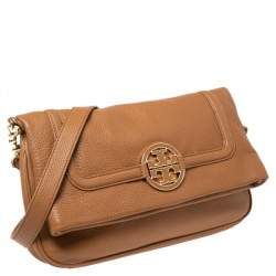 Tory Burch Tan Leather Amanda Foldover Crossbody Bag