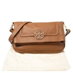 Tory Burch Tan Leather Amanda Foldover Crossbody Bag