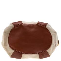 Tory Burch Brown/Beige Canvas And Leather Shoulder Bag