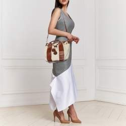 Tory Burch Brown/Beige Canvas And Leather Shoulder Bag