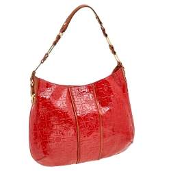 Pre Owned Tory Burch Orange Patent Leather Hobo