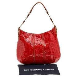 Pre Owned Tory Burch Orange Patent Leather Hobo
