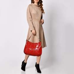 Pre Owned Tory Burch Orange Patent Leather Hobo