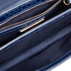 Pre Owned Tory Burch Multicolor Croc Embossed Leather Parker Shoulder Bag