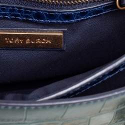 Pre Owned Tory Burch Multicolor Croc Embossed Leather Parker Shoulder Bag