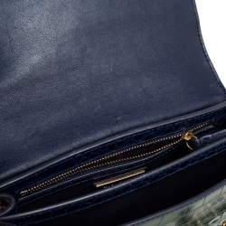 Pre Owned Tory Burch Multicolor Croc Embossed Leather Parker Shoulder Bag