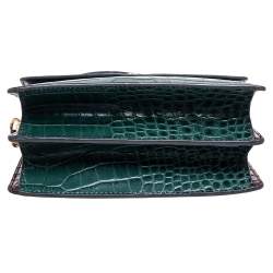 Pre Owned Tory Burch Multicolor Croc Embossed Leather Parker Shoulder Bag