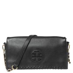 Tory Burch 'marion' Quilted Leather Tote in Black