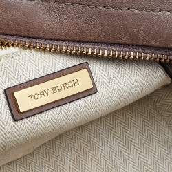Pre Owned Tory Burch Brown Leather Kira Camera Crossbody Bag