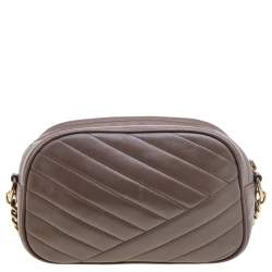 Pre Owned Tory Burch Brown Leather Kira Camera Crossbody Bag