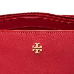 Pre Owned Tory Burch Red Leather Large York Buckle Tote