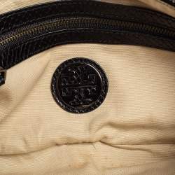 Pre Owned حقيبة كلتش توري برش جلد نقش ثعبان أسود