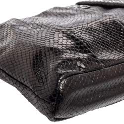 Pre Owned حقيبة كلتش توري برش جلد نقش ثعبان أسود