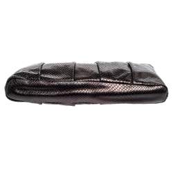 Pre Owned حقيبة كلتش توري برش جلد نقش ثعبان أسود