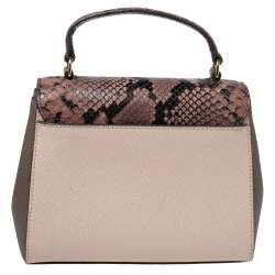 مملوكة مسبقًا Tory Burch Multicolor Python Effect and Leather Robinson Flap Top Handle Bag