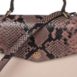 مملوكة مسبقًا Tory Burch Multicolor Python Effect and Leather Robinson Flap Top Handle Bag