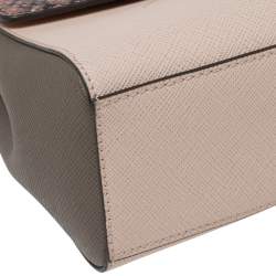 مملوكة مسبقًا Tory Burch Multicolor Python Effect and Leather Robinson Flap Top Handle Bag