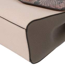 مملوكة مسبقًا Tory Burch Multicolor Python Effect and Leather Robinson Flap Top Handle Bag