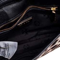 Pre Owned Tory Burch Brown/Black Pony Hair/Leather Kira Envelope Flap Chain Bag