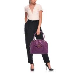 Pre Owned Tory Burch Purple Leather Amanda Satchel