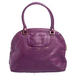 Pre Owned Tory Burch Purple Leather Amanda Satchel