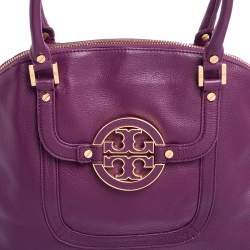 Pre Owned Tory Burch Purple Leather Amanda Satchel