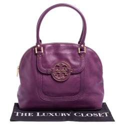 Pre Owned Tory Burch Purple Leather Amanda Satchel