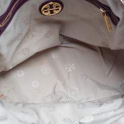 Pre Owned Tory Burch Purple Leather Amanda Satchel