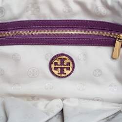 Pre Owned Tory Burch Purple Leather Amanda Satchel