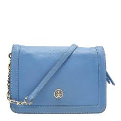 Pre Owned Tory Burch Blue Leather Landon Crossbody Bag
