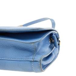 Pre Owned Tory Burch Blue Leather Landon Crossbody Bag